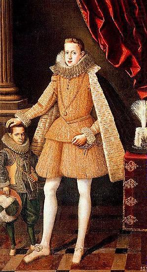 Portrait of infante Felipe (future Phillip IV) with dwarf Soplillo, Rodrigo de Villandrando